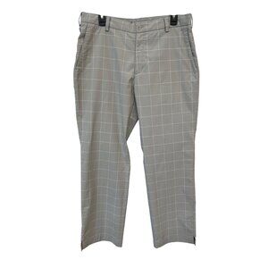 Nike Golf Tour Performance Pants Size 34x30 Dri Fit Gray Windowpane Check Active